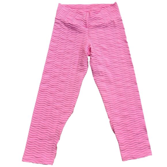 BOOTY by BRABANTS Pink Original Textured Crop Leggings Workout One Size OS - Picture 4 of 10